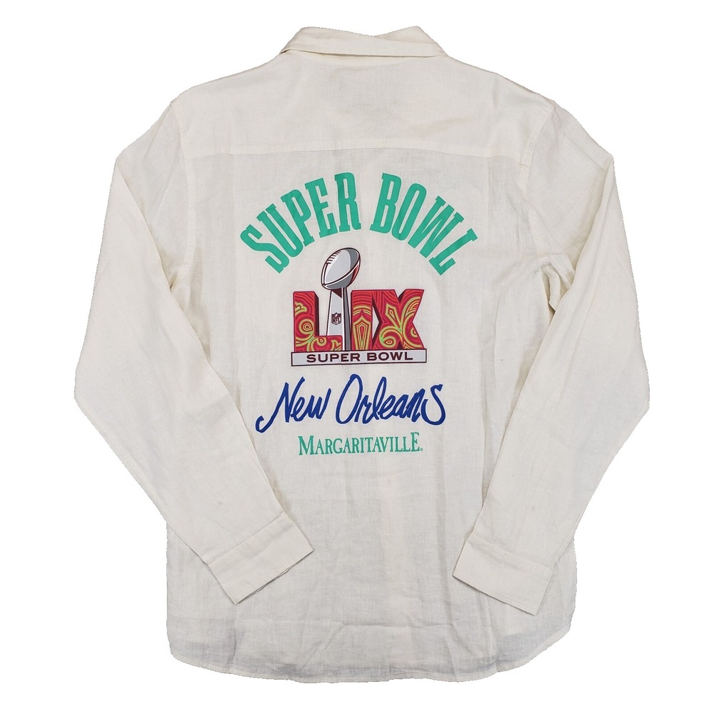 Margaritaville Super Bowl LIX New Orleans Shirt Mens M‎ Linen Island Reserve NWT